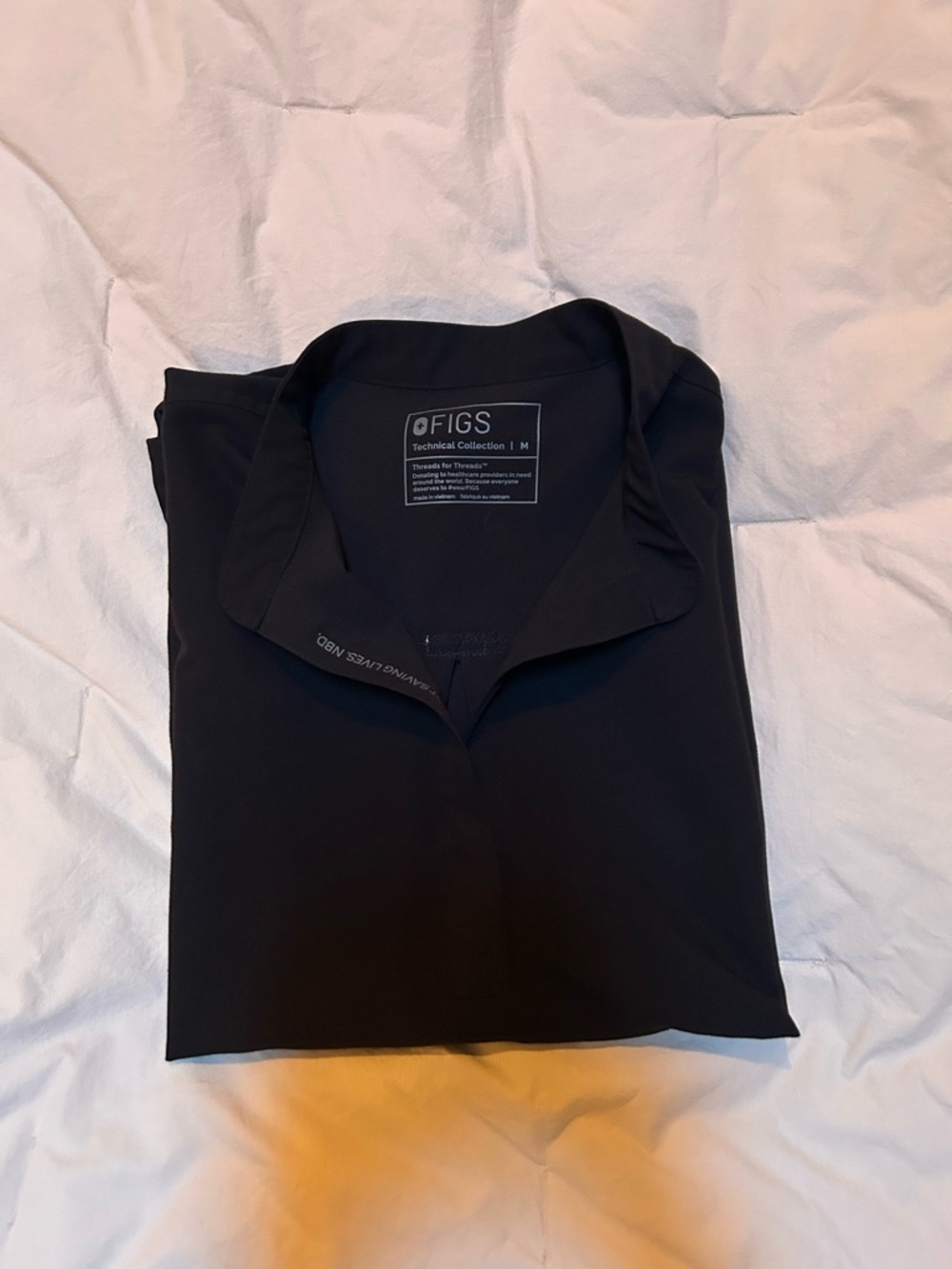 FIGS Black Sleeveless Collared  Top